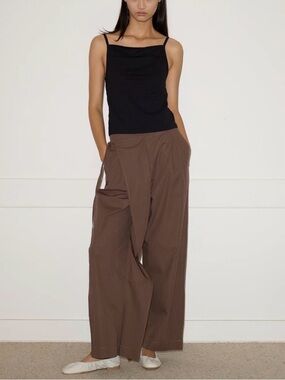 Deiji Studios Double Layer Pant Brown Carob Check